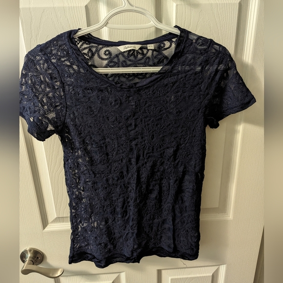 Reitmans Mesh Navy Tee | Size XS - Picture 8 of 8